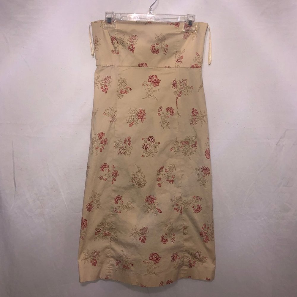 Lauren Ralph Lauren Strapless Cream Floral Midi Dress